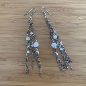 Free People Silver Beaded Dangling Earnings